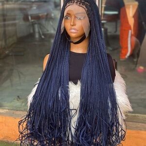 Elegant Blue Braided Wig